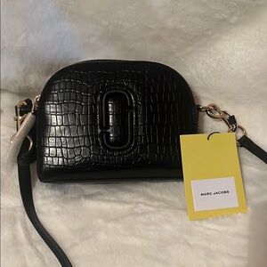 Marc Jacobs Black Crossbody Bag with Croc-Embossed Leather.  Never used